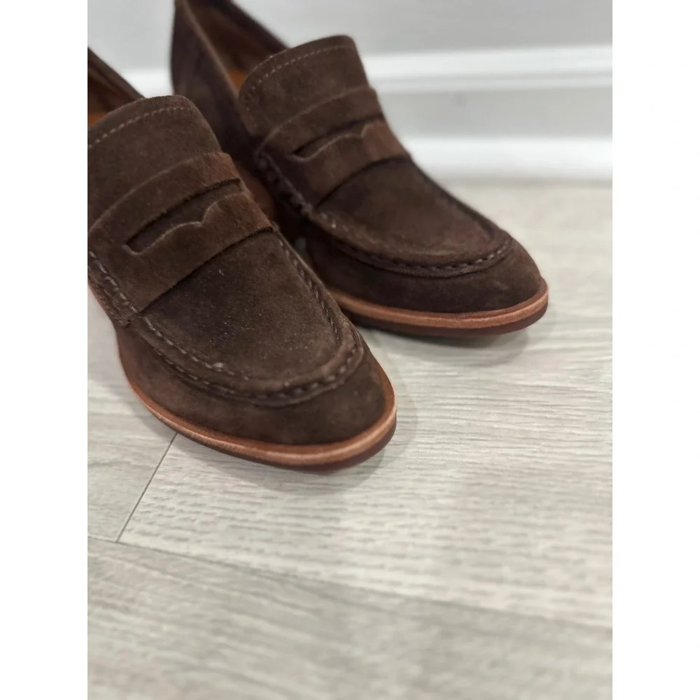 Kork-Ease Modeste Heeled Penny Loafers Sz 6 Chocolate Brown Preppy Academia Y2K